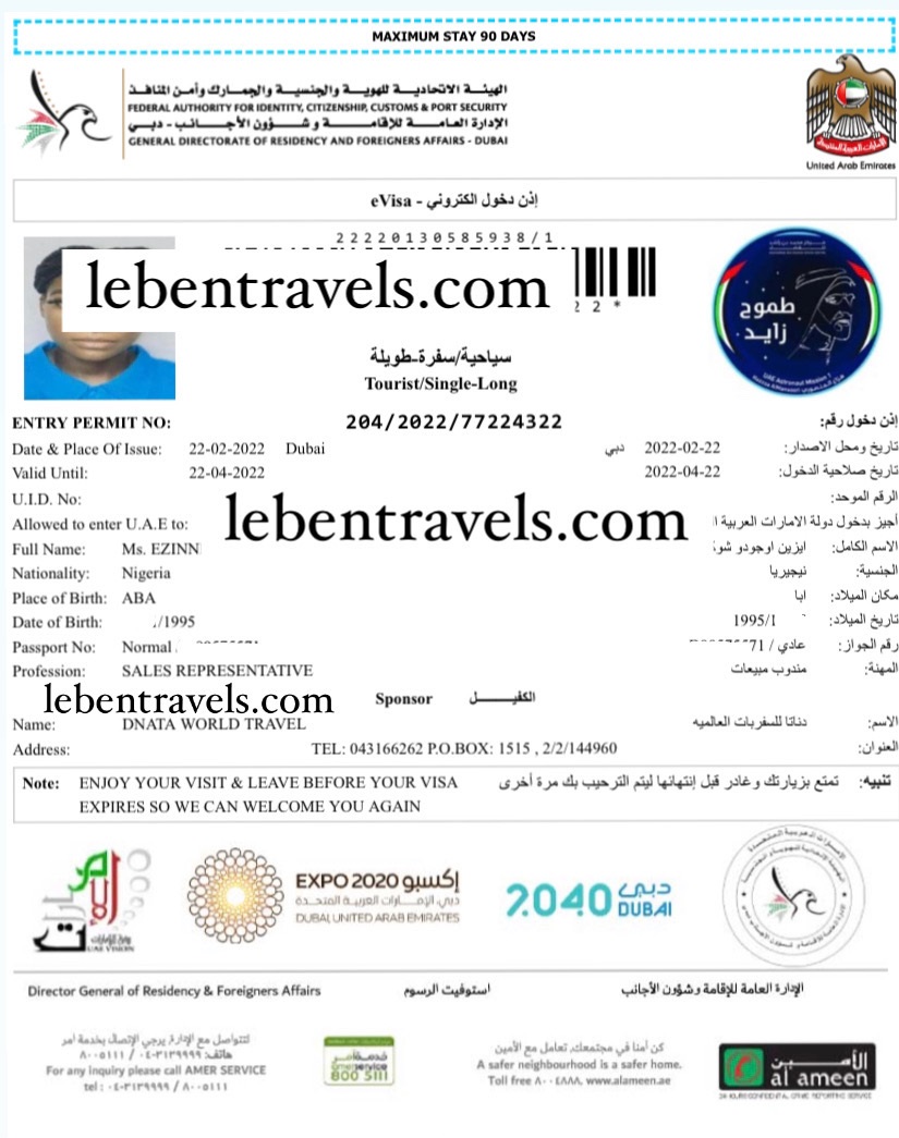 Dubai Visa Gallery Leben Travels And Tours